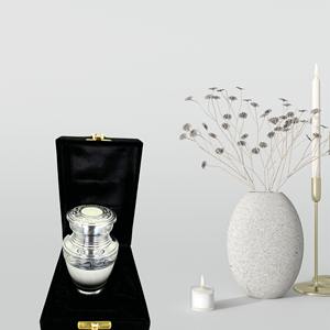Urna Conmemorativa para Cenizas, Estilo Americano, Capacidad de 200 Pulgadas Cúbicas, Grabada en Níquel y Esmalte Blanco, Conmemorativa para Humanos - Product Image 2