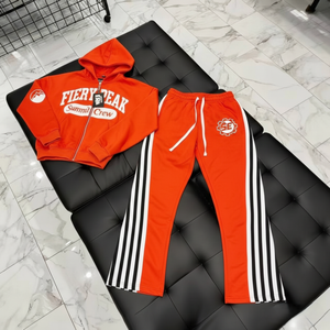 VARSITY SPORTS GEARS Mens Outerwear Sets Vintage Winter Thermal Knitted Embroidered Front Print Custom <b>Strip</b> Sweatsuits - Product Image 2