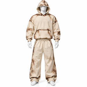 New Style Hooded Tracksuit Set Solid Color Casual Full Length 100% Cotton Oversized Tracksuit Set <b>For</b> <b>Sale</b> - Product Image 1