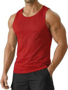 Camiseta sin mangas para hombre 2026 al por mayor, naranja, cuello redondo, de punto, de secado rápido, deportiva, color liso, poliéster, para fitness y gimnasio - Product Image 3