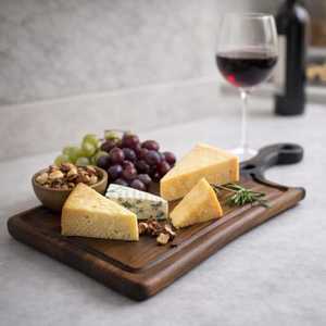Planche à découper en bois massif fait main avec bord naturel, plateau de service pour fromages, plateau à charcuterie, planche à découper pour apéritifs - Product Image 1