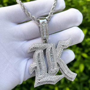 Hip Hop Men's 925 Silver Rhodium Plated Moissanite Diamond Letter Pendant Micro Pave Baguette Cut Themed Charm Everyday Wear - Product Image 1