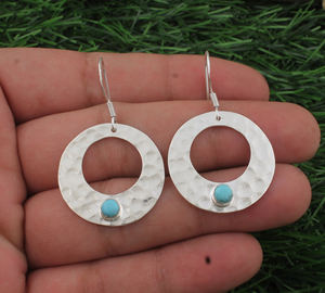 Pendientes Largos de Plata de Ley 925 con Larimar Natural, Joyería de Piedras Preciosas Azul Caribe Genuinas, Hechos a Mano, Venta al por Mayor para Fiestas - Product Image 1