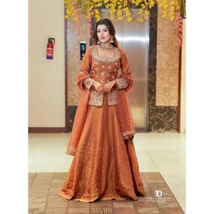 New Arrivals Latest Fashion Elegant Wedding <b>Party</b> Wear <b>Top</b> Lehenga Dupatta Set simmer silk - Product Image 1