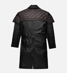 New Fashionable Men's Genuine <b>Leather</b> <b>Long</b> Coats Custom Made Black Faux <b>Leather</b> <b>Jacket</b> with Adjustable Price - Product Image 2