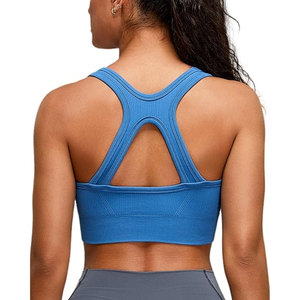 Soutien-gorge de sport Solid Trader Premium en tricot côtelé, haute élasticité, doux, respirant, crop top, absorption des chocs, entraînement, fitness - Product Image 6