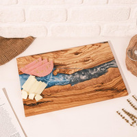 Planche à découper en bois et résine époxy écologique, rectangulaire, épaisseur 2,0 cm, compatible lave-vaisselle, pour la maison et les cadeaux (vente en gros)