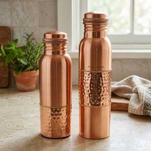 Hand Hammered Pure Copper Water Bottle 750ml 950ml 1000ml Leak Proof Ayurvedic Drinking Bottle - Product Image 5