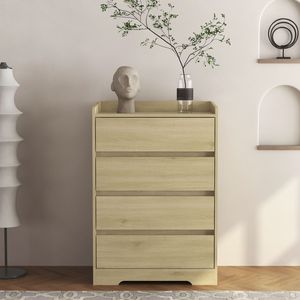 Cassettiera Moderna in Legno 100% Impermeabile con 4 Cassetti e Struttura Robusta, Mobile da Camera Senza Maniglie - Product Image 1