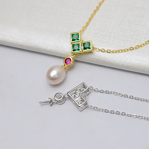 Ensemble de pendentifs vides en argent S925 en forme de V avec pierre colorée et perle pour la fabrication de bijoux DIY pour femmes, accessoires et composants - Product Image 4