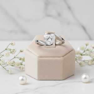 Moissanite 3CT Heart Cut Unique Bypass <b>Solitaire</b> <b>Ring</b> For Women's Gold Plated original 925 <b>Silver</b> Wedding Promise Gift For Lover - Product Image 4