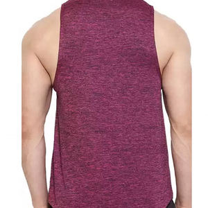 Camiseta sin mangas para hombre, estilo vintage, tejida, lisa, para gimnasio, fitness, informal, cuello redondo, algodón/poliéster, transpirable, venta al por mayor - Product Image 5