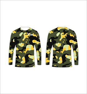 T-shirt à manches longues personnalisé jaune, vert et noir à motifs, anti-humidité, haute performance, pour entraînement sportif et fitness - Product Image 1