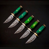 Couteau de camping Mix Damascus avec manche en cuir, livraison immédiate, stock disponible, vente en gros uniquement, option de sélection de couteaux