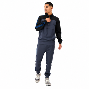 Conjunto Deportivo para Hombre con Bloques de Color, Chaqueta con Media Cremallera y Pantalones Jogger, Transpirable, Estilo Deportivo, para Otoño, Corte Regular - Product Image 1