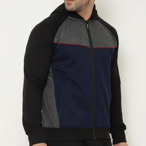 Men's Premium Navy Charcoal Streetwear <b>Hoodie</b> | Full Zip Athletic Performance Jacket 3D Embroidery | Urban Sporty Oversized <b>Gym</b> - Product Image 4
