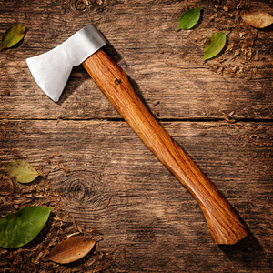 Hache en acier inoxydable de haute qualité avec manche en bois, outil de coupe multifonctionnel de qualité industrielle pour l'extérieur - Product Image 5