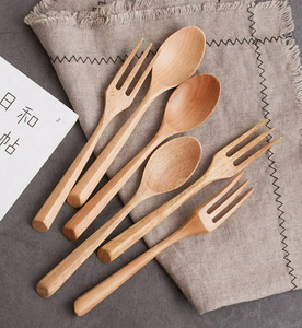 Hiện đại khắc gỗ bạch dương thìa và dĩa brunswick Thiết kế thân thiện với môi thực phẩm an toàn Flatware thiết lập để phục vụ nấu ăn và quà tặng - Product Image 5