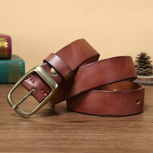 Ceinture pour homme en cuir de vachette véritable, style vintage, imperméable, respirante, avec boucle en acier, marque personnalisée, haute qualité - Product Image 3