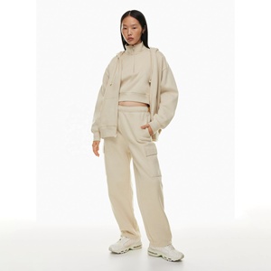 2026 Fashion Design <b>Women's</b> High Waist Fleece Cargo Pants Solid Color Pants Streetwear Casual Daily Pockets <b>Women</b> Cargo Pants - Product Image 1