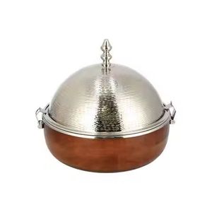 Modern Cone Shaped Food Warmer with <b>Grid</b> Pattern Base Decorative Casserole Pot Contemporary Kitchenware Stylish Buffet Dish - Product Image 6