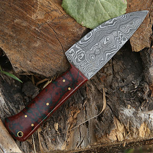 Cuchillo de Caza MORTAL SAGA Personalizable de Acero Damasco de Alta Resistencia, Espiga Completa, Hecho a Mano, Precisión para Desollar, Funda de Cuero, Soporte OEM - Product Image 4