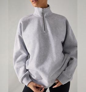 Sweat-shirt polaire épais premium pour femme, col montant, demi-zip, idéal pour l'hiver, le loungewear et les activités décontractées - Product Image 1