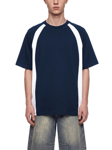 เสื้อยืดคอกลมแขนสั้นผู้ชายไซส์ใหญ่ สีพื้น แต่งขอบตัดกัน สไตล์ลำลอง ผ้าถัก 100% คอตตอน กันยับ น้ำหนัก 240 กรัม - Product Image 1