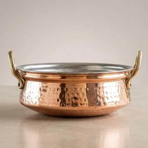 Copper Serving Bowl with Stainless Steel Lining Handmade Hammered Finish Tableware for Restaurant Hotel Home Catering Kitchen - Product Image 1