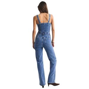 Mono vaquero de pierna ancha para mujer, moda premium, fabricante y proveedor OEM ODM - Product Image 2