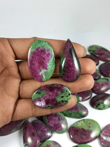 Natural Ruby Zoisite Loose Gemstone Red Green Cabochon Mix 20-35mm Oval to Fancy Shapes for Jewelry Making by Radha Arts - Product Image 4