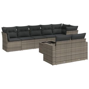 Conjunto de Sofá de Jardín de Ratán PE Gris con Acero con Recubrimiento en Polvo y Vidrio Templado, Muebles de Exterior Premium - Product Image 2