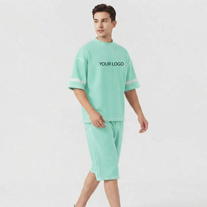 ชุดเสื้อยืดสีสันตามสั่ง กางเกงขาสั้น ชุดเซ็ตฤดูร้อนสำหรับผู้ชาย เสื้อทรงหลวม กางเกงขาสั้น ชุดลำลองสตรีทแวร์ ชุดสูท 2 ชิ้น - Product Image 3