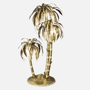 Gold Plated Palm <b>Tree</b> Sculpture <b>Tabletop</b> Decor Coastal Style Handmade Art Figure for Living Room - Product Image 4