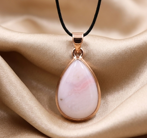 Natural Pink <b>Opal</b> Teardrop <b>Pendant</b> Rose Gold Plated Yellow Gold Plated 925 Sterling Silver Handmade Gemstone Jewelry - Product Image 3