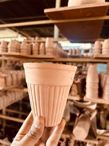 New Traditional Handmade Clay Terracotta Conical Eco Friendly Classic Coffee Tampers for Coffee Tea Lassi Dessert 110ml - Product Image 2
