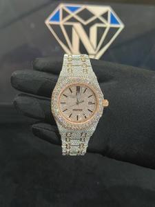 Reloj de Lujo para Hombre, Estilo Hip Hop, de Acero Inoxidable y Moissanita, con Esfera Redonda, Resistencia al Agua de 10 Bares y Cierre de Brazalete - Product Image 3