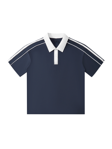 Camisa Deportiva de Lona Tejida para Hombre, Diseño Vintage con Cuello y Puños en Contraste, Secado Rápido, Absorbe la Humedad, Transpirable, con Botones y Manga Corta - Product Image 4
