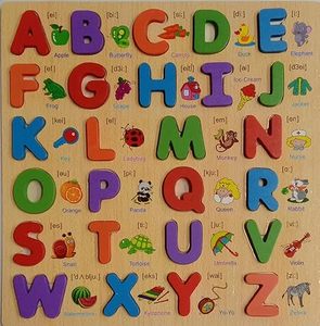 Rompecabezas de Madera con Letras Mayúsculas para Niños Pequeños de 3 a 5 Años, Preescolar, Niños y Niñas, Aprendizaje Educativo (Alfabeto) - Product Image 1