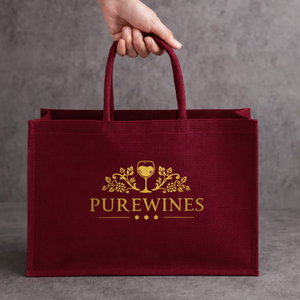 Bolsa de Yute Color Borgoña con Logotipo en Dorado, Bolsa de Regalo Ecológica Premium, Bolsa de Compras Reutilizable - Product Image 4