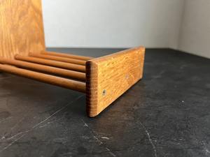 Support à livres en bois de chêne de style Mid-Century, étagère à livres coulissante vintage, support de rangement de bureau, étagère de bureau - Product Image 5