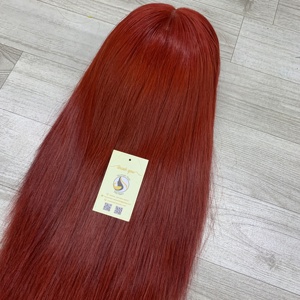 Pelucas de Cabello Humano Vietnamita Color Rojo Sin Pegamento, Pelucas Borgoña con Cierre de Encaje HD, Cabello Vietnamita Natural Liso, Peluca Suiza - Product Image 2