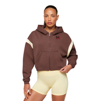 Sweat à capuche zippé color block coupe ample, veste pull personnalisable avec logo, streetwear automne-hiver