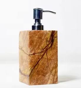 Distributeur de savon liquide rond en marbre avec pompe pour comptoir de salle de bain - Product Image 2