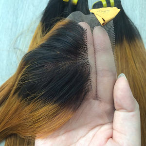 Precio de fábrica 100% Raw Virgin Vietnamita Trama humana Encaje Peluca Hueso Recto Ombre Color amarillo Super Doble Extensiones de cabello dibujado - Product Image 5