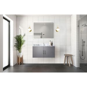 Grigio scuro 36 pollici. Mobile da bagno con lavabo da 22 pollici Piano in marmo di Carrara e 36 pollici. Specchi LED per Vanità da Bagno - Product Image 3