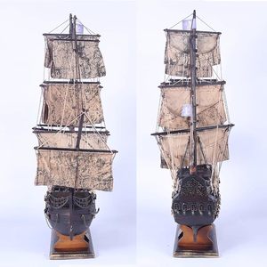 Modèle de bateau pirate en bois vintage fait main, objet décoratif nautique pour la maison ou le bureau - Product Image 5