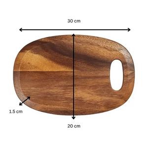 Planche à découper en bois d'acacia, design ovale, poignée facile à saisir, épaisse, durable, sûre pour les couteaux, idéale pour la découpe, le service et l'utilisation quotidienne en cuisine - Product Image 5