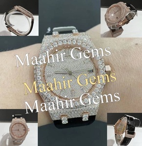 Montre en acier inoxydable Mossinate Fashion avec quartz Moissanite VVS, cadran en verre, boîtier résistant à l'eau 10 bars, bracelet à fermoir pour homme, style Hip Hop - Product Image 3