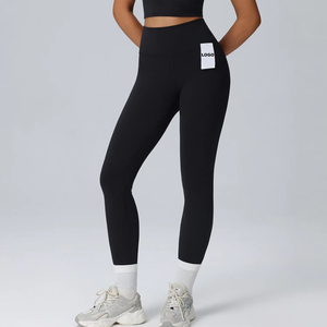 Nouvelle conception, ensemble de yoga 2 pièces pour femme avec logo frontal et taille élastique, tenue de sport, service OEM, effet push-up, haute qualité - Product Image 6